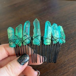 Sea green Crystal hair barette